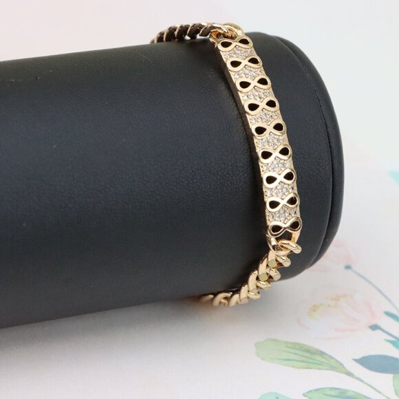 "Elegant Infinity Pattern Rose Gold Bracelet with Sparkling CZ Stones, XPBL0965 - Picture 7 of 12